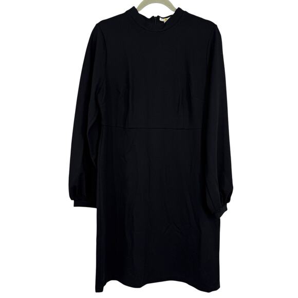 BODEN Blouson Jersey Mini Dress Black Women Size 12L Long Sleeve High Neck NEW - Picture 8 of 8
